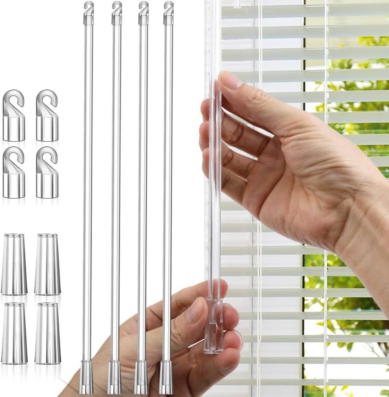 lofrcin Blind Wand Replacement with Hook, 12 Inches Window Blind Tilt Wand with Hook and Grip, Clear Blind Wand (4 Pack) - Image 1